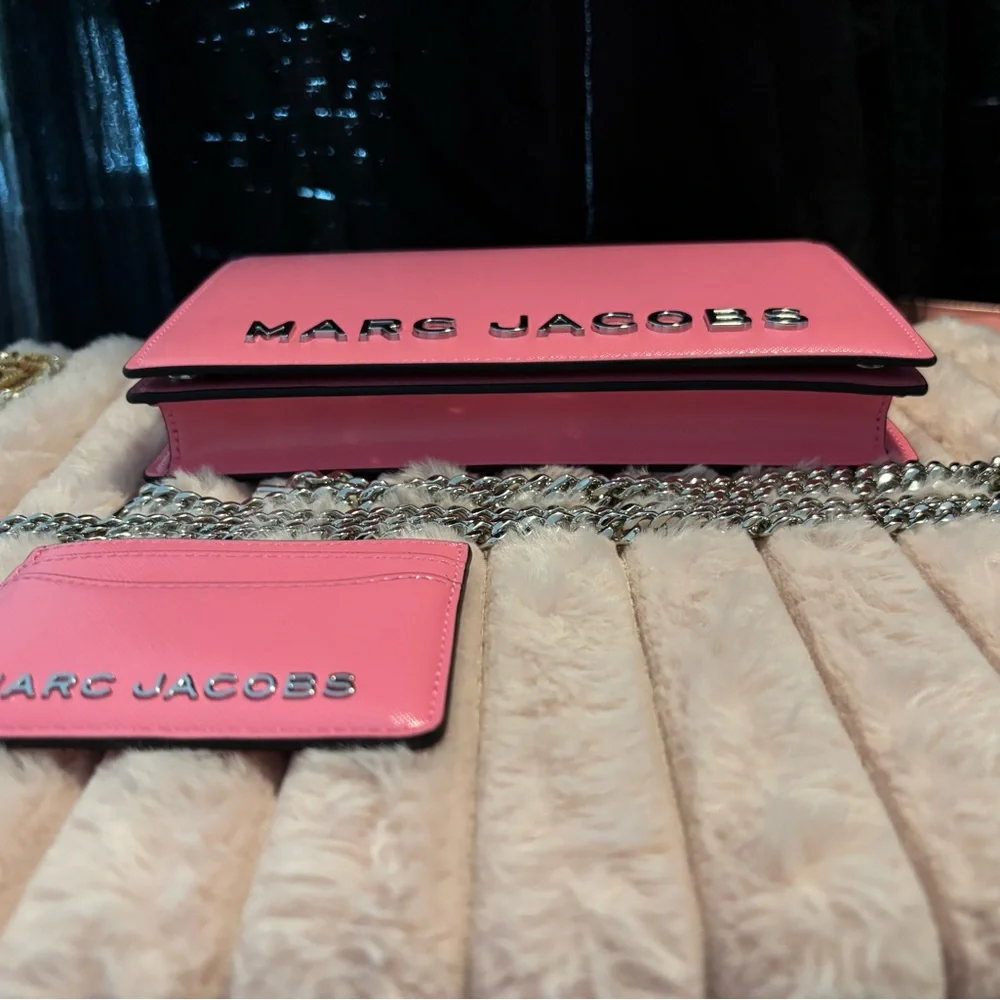 Marc Jacobs Pink Saffiano leather Crossbody Bag and Card Holder Set Like new! - Picture 14 of 16